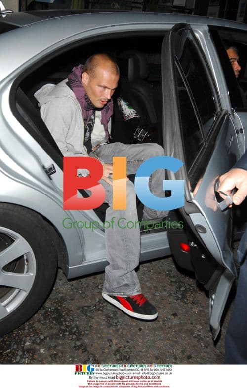 Footballer Freddie Ljundberg leaving the Maddox Club