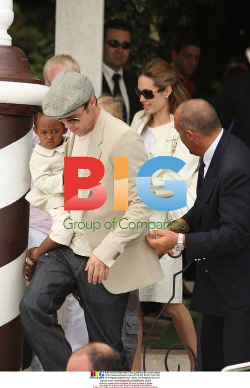 Brad Pitt and Angelina Jolie with kids leaving hotel