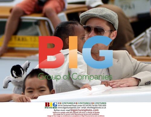 Brad Pitt and Angelina Jolie with kids leave hotel in Venice