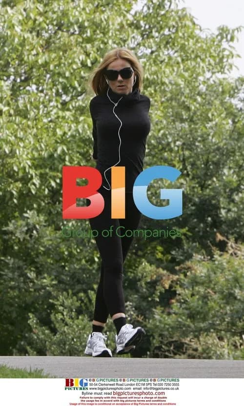 Geri Halliwell's Outdoor Workout with Trainer and Dog