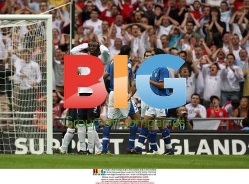 Emile Heskey misses shot in England v Israel match