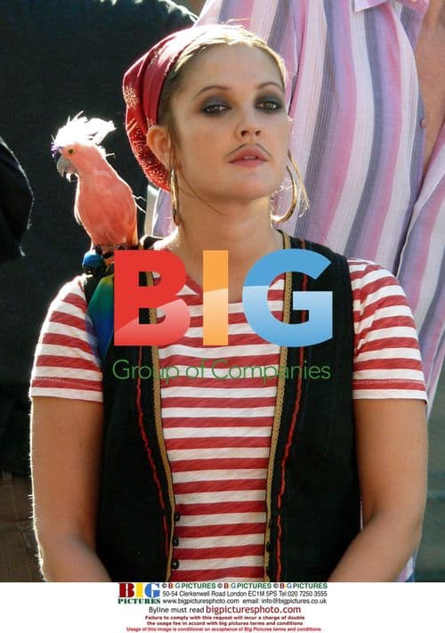 Drew Barrymore Pirate on Film Set