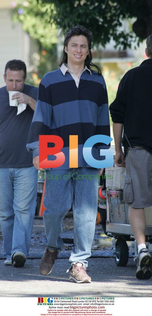 Zach Braff and Donald Faison film with baby