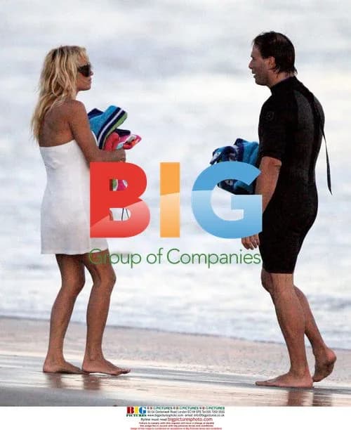 Pamela Anderson and son on the beach