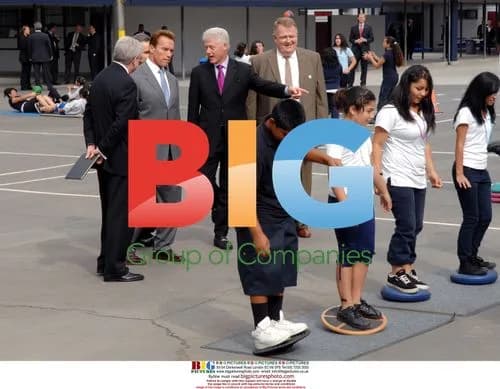 Clinton and Schwarzenegger tour school