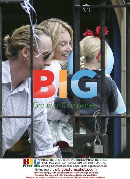 Kate Moss leaving children's party with daughter and friend