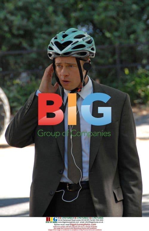 Brad Pitt and John Malkovich on set of "Burn After Reading"