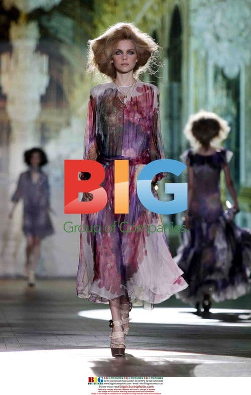 Model walks Roberto Cavalli runway