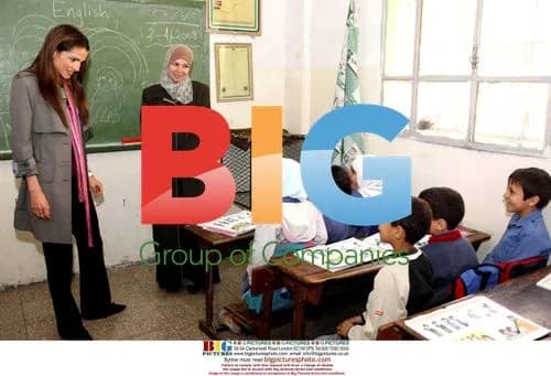 Queen Rania of Jordan Visits School
