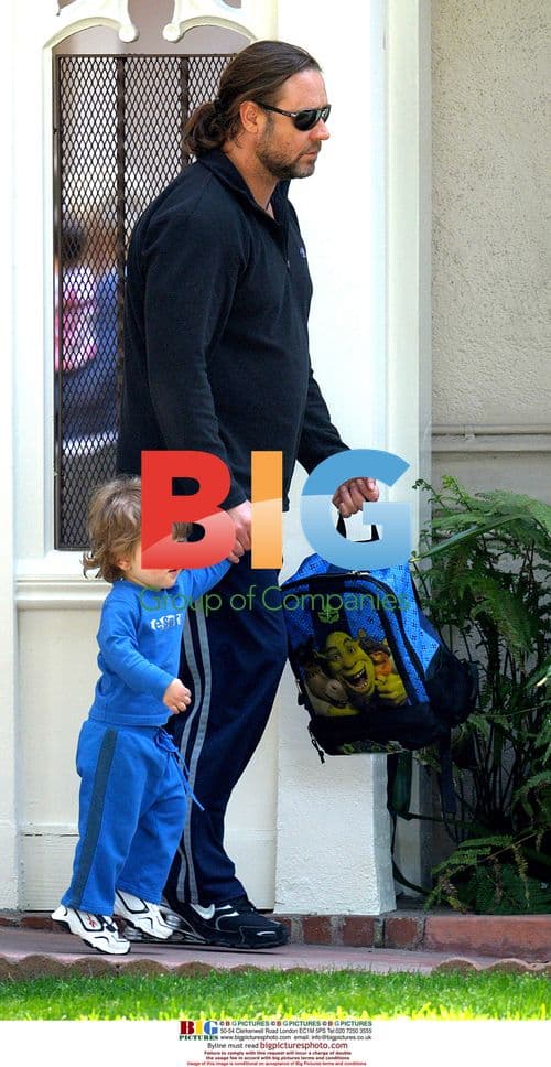 Russell Crowe Picks Up Son From Preschool