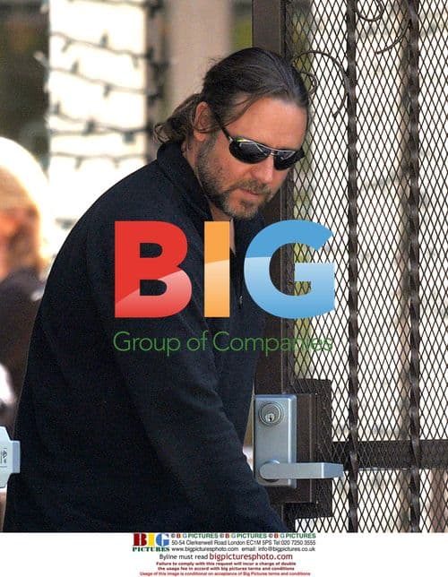 Russell Crowe Picks Up Son From School