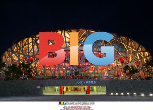 China's Olympic National Stadium Lit Up