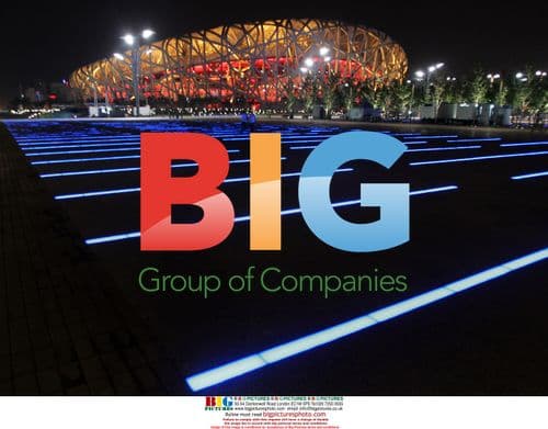 Colorful lights at Beijing's Bird's Nest Stadium