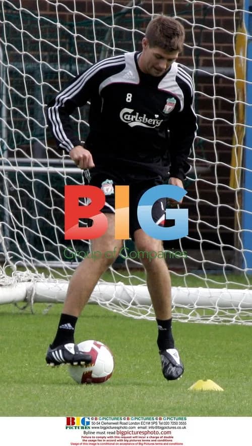 Footballer Steven Gerrard at Training