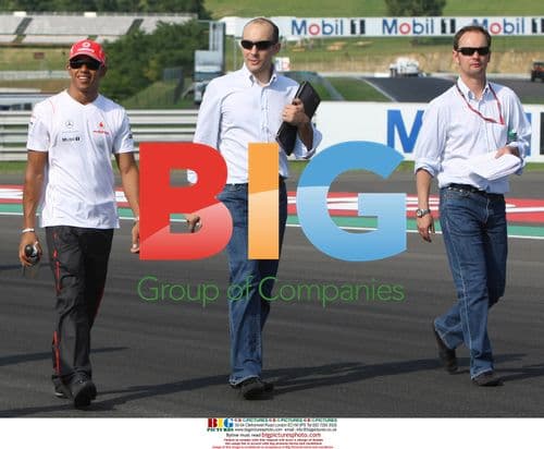 Lewis Hamilton walks track at Hungarian GP