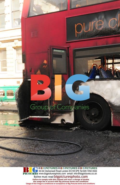 Bus fire in London, UK