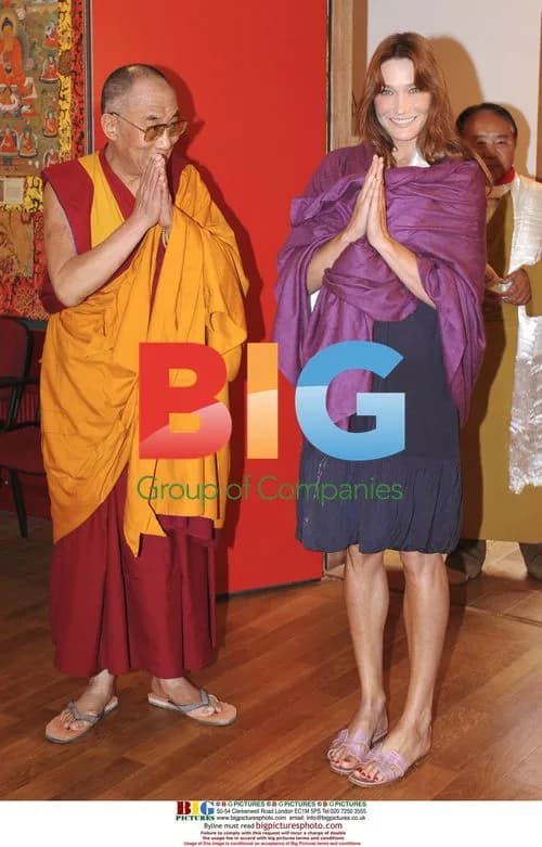 Carla Bruni-Sarkozy Visits Buddhist Temple with Dalai Lama