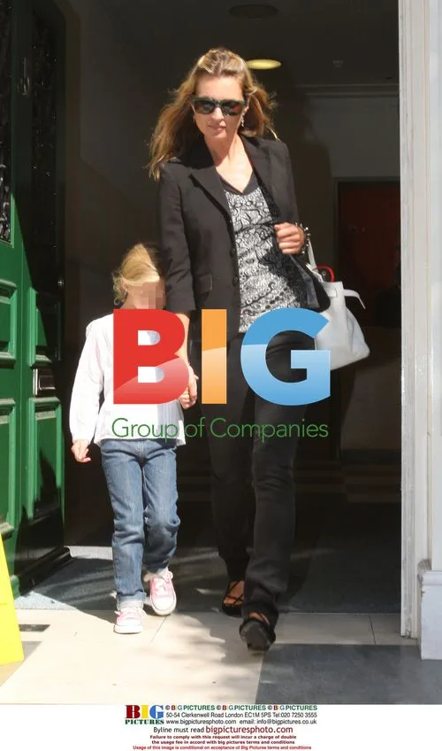 Kate Moss and daughter Lila leave London clinic
