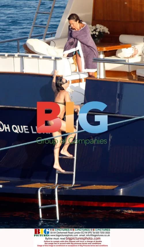 Nancy Dell'Olio on a yacht in Greece