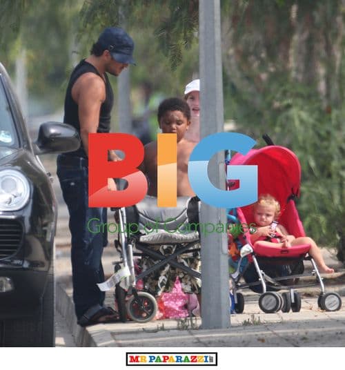 Peter Andre and Kids on Beach in Cyprus