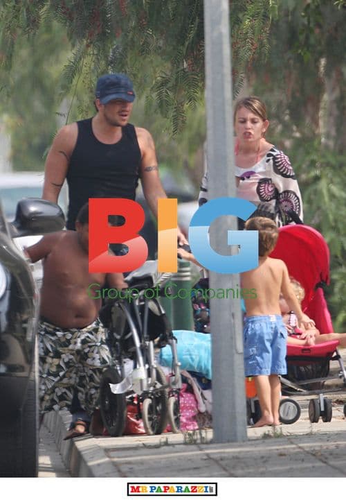 Peter Andre and kids at the beach in Cyprus
