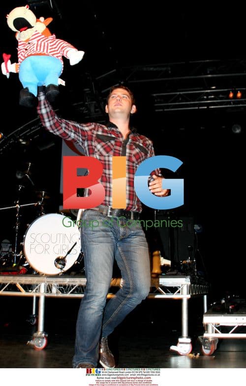 Scouting For Girls frontman Roy Stride performs in Blackpool