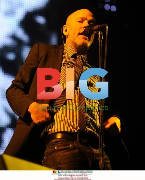 Michael Stipe performs with R.E.M. in London