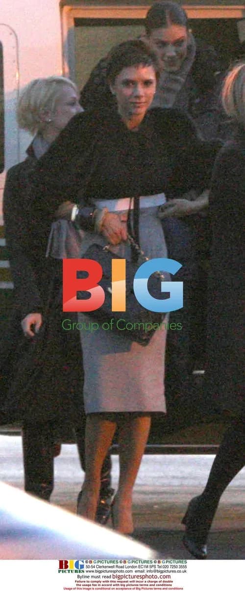 Victoria Beckham flies into Battersea Heliport