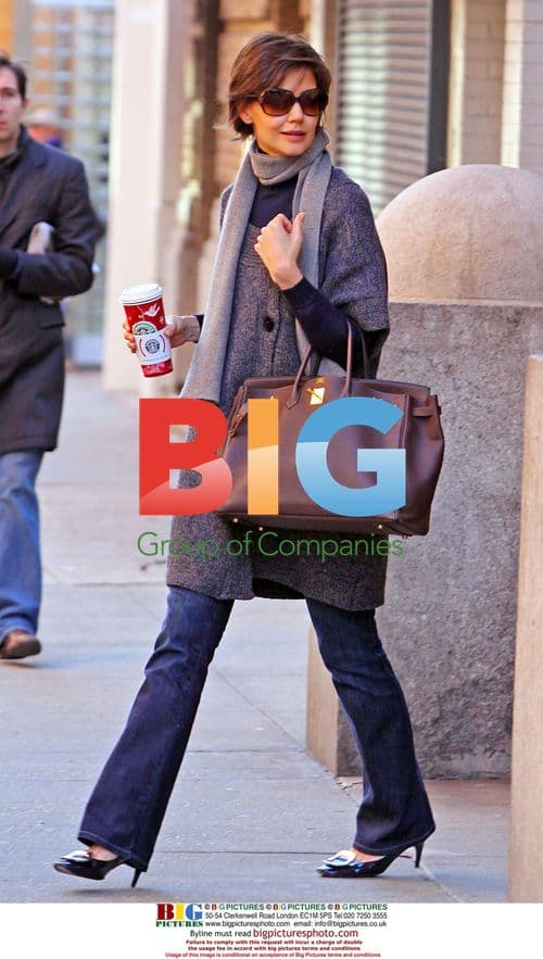 Katie Holmes steps out with coffee