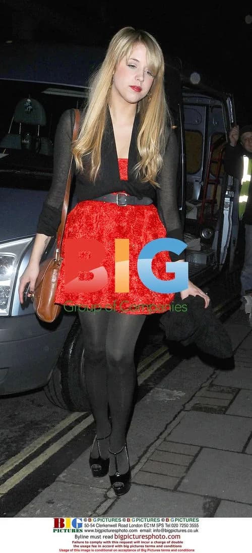 Peaches Geldof leaving Bungalow 8 in London