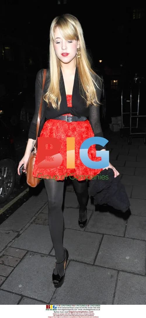 Peaches Geldof leaving Bungalow 8 in London