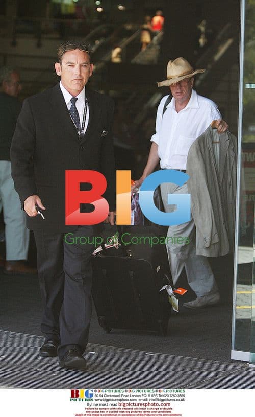 Geoffery Rush arrives at Perth Airport