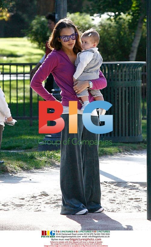 Jessica Alba and daughter at park