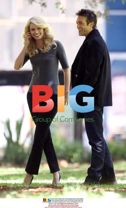 Kristy Hinze and Male Model in Hyde Park Sydney