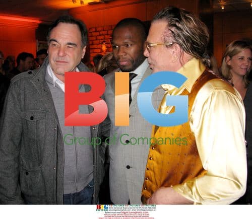 Oliver Stone, Curtis '50 Cent' Jackson and Mickey Rouke at Wrestler Premiere