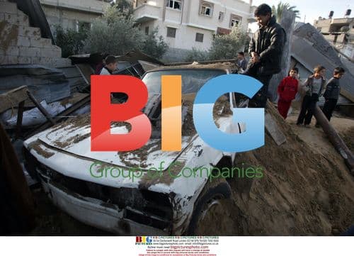 Damage at destroyed workshop in Gaza