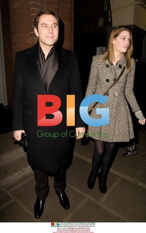 David Walliams and mystery girl leave theatre