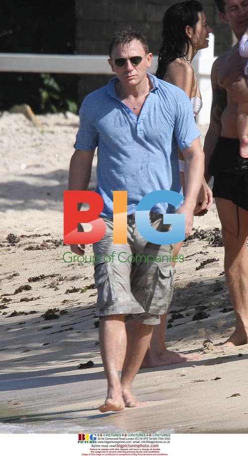Daniel Craig on beach in St. Barts