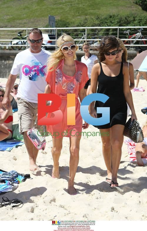 Paris Hilton hit with sand at Bondi Beach