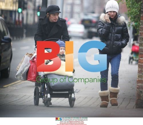 Mark Owen with girlfriend and son in London