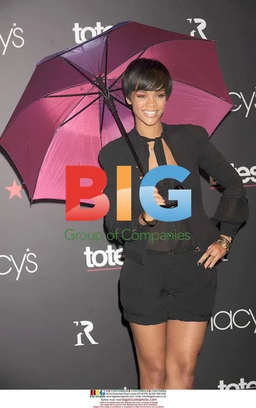 Rihanna Promotes Totes Umbrellas at Macy's