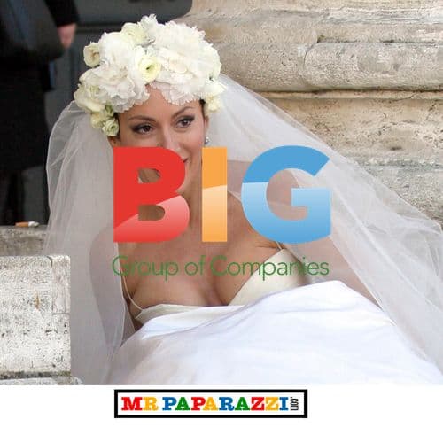 Nancy Dell'Olio poses in wedding dresses