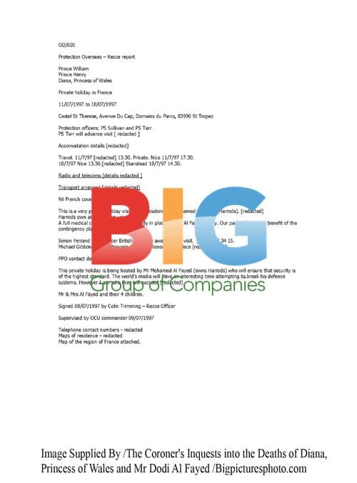 Recce Report for Diana's Protection