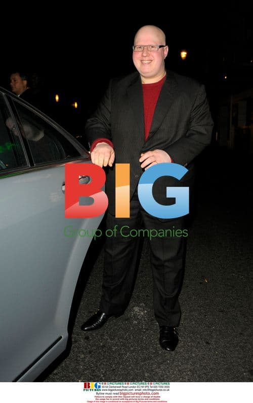 Comedian Matt Lucas and partner Kevin McGee leaving restaurant