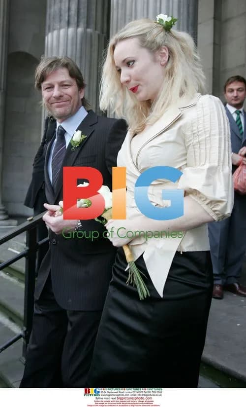 Sean Bean and Georgina Bean leaving wedding