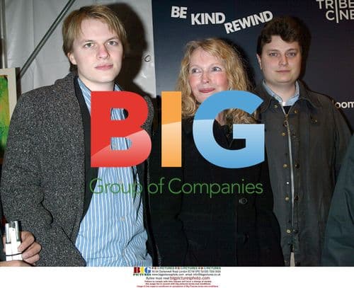 Mia Farrow and children at "Be Kind Rewind" premiere