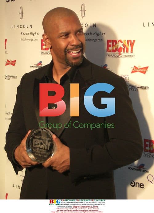 Denzel Washington & Linda Johnson-Rice at Ebony Pre Oscars