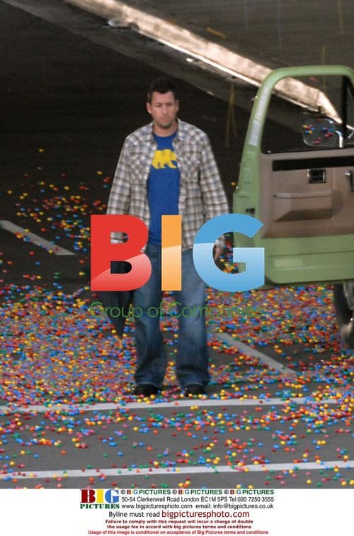 Adam Sandler and Keri Russel on Bedtime Stories set