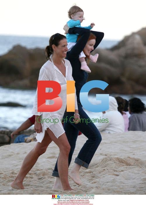 Marcia Cross and Twin on Beach in Mexico