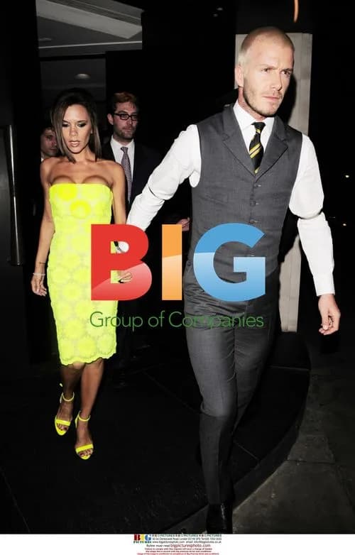 David and Victoria Beckham Leaving Restaurant
